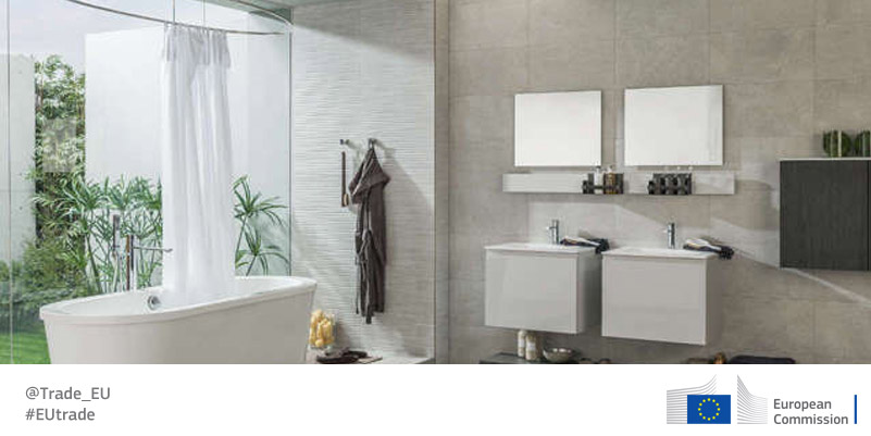 Tiles on a bathroom wall